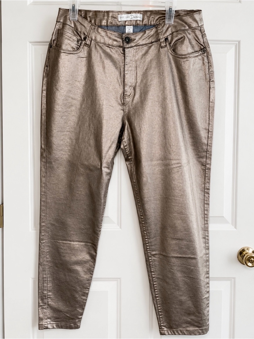 Metallic Bronze Women’s Jeans - Stylish Shiny Casual Pants